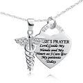 wholesale 925 Sterling Silver Nurse's Prayer Heart Pendant With Caduceus Charm-0-0