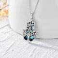 wholesale 925 Sterling Silver Abalone Shell Tree of Life Hamsa Evil Eye Pendant Necklace-0-2