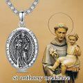 wholesale 925 Sterling Silver Saint Anthony Pendant Necklace  with Chain for Men Women Catholic  45cm/18inch Length-0-4