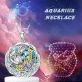 TOUPOP Sterling Silver Amethyst Aquarius Zodiac Constellation Pendant Necklace-0-1