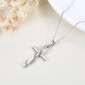 wholesale 925 Sterling Silver Cross with Green Crystal Snake Pendant Necklace for Women and Girls-0-3