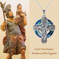 TOUPOP Sterling Silver Crystal Saint Michael Necklace-0-1