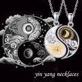 wholesale 925 Sterling Silver Yin Yang Sun Moon Rose Flower Pendant Necklace for Women Men  45cm Chain Length-0-2