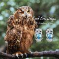 wholesale 925 Sterling Silver Blue Austrian Crystal Owl Stud Earrings-0-5