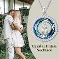 TOUPOP Sterling Silver Stone Alphabet A Initial Letter Pendant Necklace-0-1