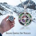 wholesale 925 Sterling Silver Abalone Shell Compass Pendant Necklace  for Women-0-4