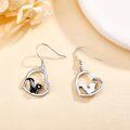 wholesale 925 Sterling Silver 925 Black Enamel Skunk Drop Dangle Hook Stud Earrings s for Girls & Women-0-4