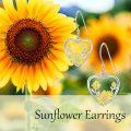 wholesale 925 Sterling Silver Daisy Sunflower Heart Tree of Life Drop Earrings-0-1
