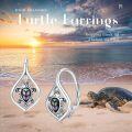 wholesale 925 Sterling Silver Turtle Leverback Hoop Earrings with Shell Design - Boho Style Jewelry for Women and Girls-0-5
