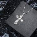 wholesale 925 Sterling Silver Cross with Black Enamel and White Bird Pendant Necklace - Gothic s for Him & Her-0-3