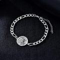 wholesale 925 Sterling Silver Saint Michael/Christopher Adjustable Medal Bracelet for Men Women Religious Protection Jewelry with 6mm Figaro Link (9+2)-0-4