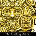 wholesale 925 Sterling Silver Plated  Gold  Aztec Sun Skull Pendant Necklace for Men Women Gifts-0-3