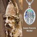 wholesale 925 Sterling Silver Saint Patrick Protect Us Pendant with Abalone Shell and Crosses Necklace -0-4