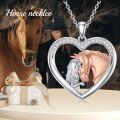 wholesale 925 Sterling Silver Horse & Girl in Heart Shape Pendant Necklace for Women-0-2