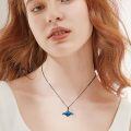 wholesale 925 Sterling Silver Manta Ray Pendant Necklace Blue Black Ocean Life Gift for Women Men-0-1
