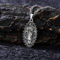 wholesale 925 Sterling Silver & Oxidized Silver Virgin Mary Miraculous Medal Pendant with Floral Design, 22 -0-2