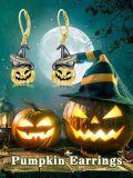 wholesale 925 Sterling Silver Witch Cat Pumpkin Halloween Dangle Earrings-0-5