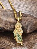 wholesale Gold 925 Sterling Silver Saint Jude Pendant Necklace with Cubic Zirconia and Green Stones for Men & Women Catholic s-0-1