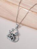 wholesale 925 Sterling Silver Cutie Cow Family with Rose and Vine Charm Necklace for Women Girls  43cm Chain Length-0-2