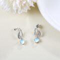 wholesale 925 Sterling Silver Heart Opal Wing Stud Dangle Earrings  for Women Girls-0-3