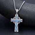 wholesale 925 Sterling Silver Blue Enamel Star of David Celtic Knot Cross Pendant Necklace-0-10