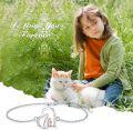 wholesale 925 Sterling Silver Heart-Shaped Girl and Cat Charm Bracelet with Cubic Zirconia Stones for Women-0-1