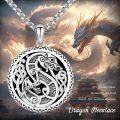 wholesale 925 Sterling Silver Nordic Mythology Wolf & Raven Pendant Necklace for Men Women Norse -0-5