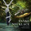 wholesale 925 Sterling Silver Snake Necklace with Black Crystal Column Pendant and Amethyst Malachite Gemstones for Women Men -0-1