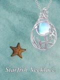 wholesale 925 Sterling Silver Starfish Moonstone Pendant Necklace Sea Life s for Women and Girls-0-5