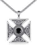 wholesale 925 Sterling Silver Celtic Cross Black Stone Mens Pendant Necklaces Gothic Punk Vintage s-0-0