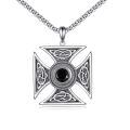 wholesale 925 Sterling Silver Celtic Cross Black Stone Mens Pendant Necklaces Gothic Punk Vintage s-0-0
