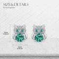 wholesale 925 Sterling Silver Owl Stud Earrings with Lab-Created Emeralds for Women-0-4