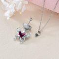 wholesale 925 Sterling Silver Butterfly Heart Purple Crystal Keepsake Pendant Urn Necklace w/Filler Kit-0-4