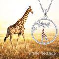 wholesale 925 Sterling Silver Giraffe Tree Branch Pendant Necklace Animal  for Women Girls-0-6