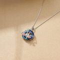 wholesale 925 Sterling Silver Blue Crystal Rose Flower Sisters Forever Pendant Necklace-0-3