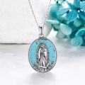 wholesale 925 Sterling Silver Turquoise Virgin of Guadalupe Pendant Necklace Catholic Gifts for Women-0-3