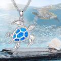 wholesale 925 Sterling Silver Blue Opal Sea Turtle Necklace with Chain for Women Girls-0-4