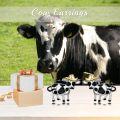 wholesale 925 Sterling Silver Black and White Enamel Cow with Gold Cowboy Hat Stud Earrings for Women & Girls - Farmhouse Western Style (Set of 2)-0-1