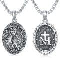 wholesale 925 Sterling Silver Oval Virgin Mary Pendant Necklace - Our Lady of Guadalupe Catholic Jewelry for Women and Men-0-0