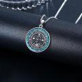 wholesale 925 Sterling Silver Turquoise Jesus Protect Us Medal Pendant Necklace Catholic s for Men & Women-0-5