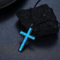 wholesale Blue Opal 925 Sterling Silver Cross Pendant Necklace for Men & Women-0-1