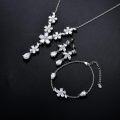 wholesale 925 Sterling Silver Drop CZ Crystal Bridal Earring Gift Set-0-4