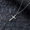 wholesale 925 Sterling Silver & White Gold Plated Simple Cross Pendant Necklace for Women Girls -0-3