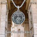 wholesale 925 Sterling Silver Saint Jude Pray for Us Pendant Necklace -0-4