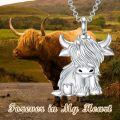 wholesale 925 Sterling Silver Highland Cow Memorial Keepsake Urn Necklace for Ashes with Chain and Velvet Pouch-0-1