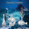 wholesale 925 Sterling Silver Mermaid Fish Shell Pearl Necklaces (Set of 3) with Extender Chains-0-1