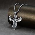 wholesale 925 Sterling Silver Deer Antler Cross Pendant Necklace for Men Hunting s-0-4