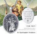 wholesale 925 Sterling Silver St Christopher Pendant Necklace Catholic s for Men & Women-0-5