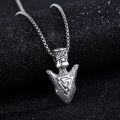 wholesale 925 Sterling Silver Viking Triangle Arrowhead Pendant Necklace for Men-0-2