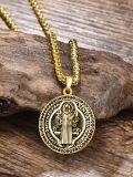 wholesale 925 Sterling Silver Saint Benedict Medal Pendant with Chain - Catholic Religious s for Men & Women-0-1